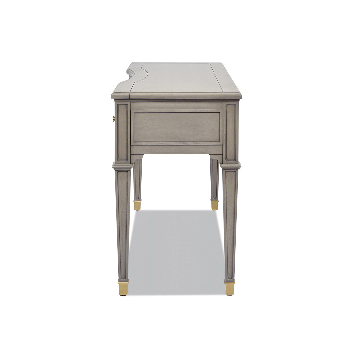Dauphin 55" 3-Drawer Wood Executive Desk Grey Cashmere Rubber Wood & Veneer