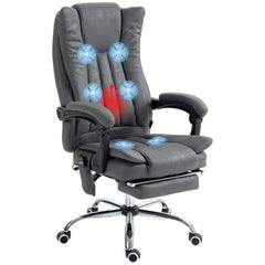 Vinsetto Microfiber Office Chair, High Back Computer Chair with 6 Point Massage, Heat, Adjustable Height and Retractable Footrest, Dark Blue