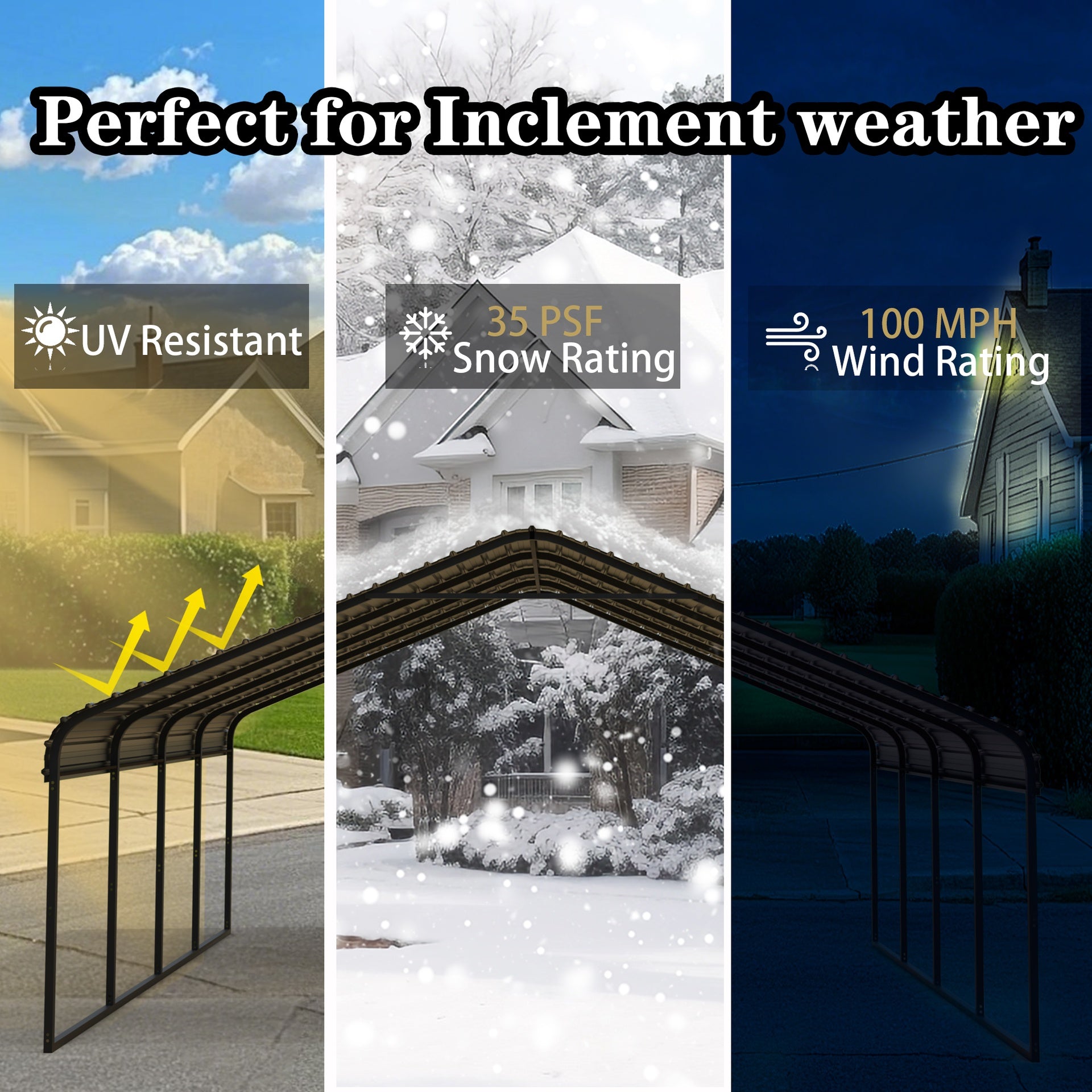 Heavy Duty Carport 10 x 20 Shelter - Perfect Solution for Vehicles, Boats & Equipment - Durable, All-Weather, Quick Assembly - Spacious, Secure, Reinforced - Gray/White