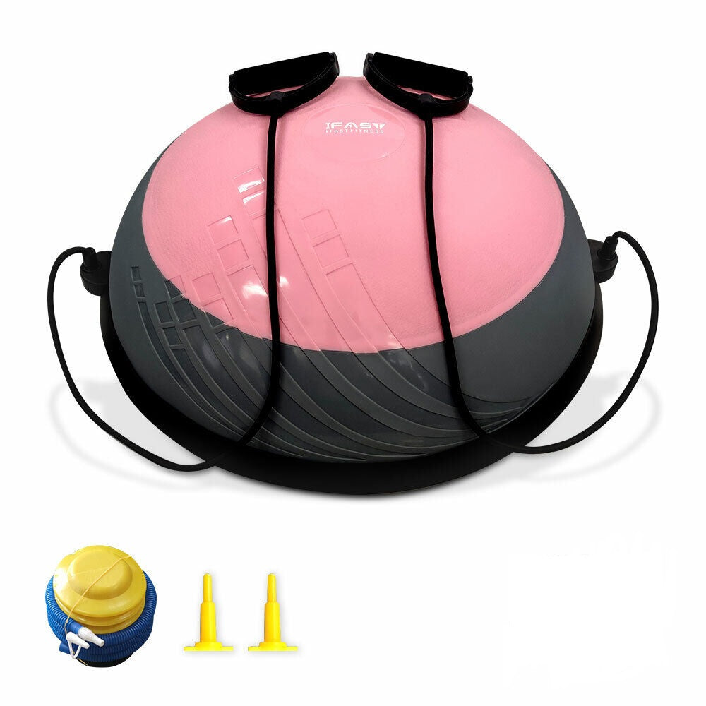 Balance Ball Balance Trainer 660Lbs Weight Capacity 23" Half Ball with Resistant Band, Anti Burst Design, Anti-Slip Surface for Home Gym Core Ab Training Yoga Fitness Stability Workout with Foot Pump
