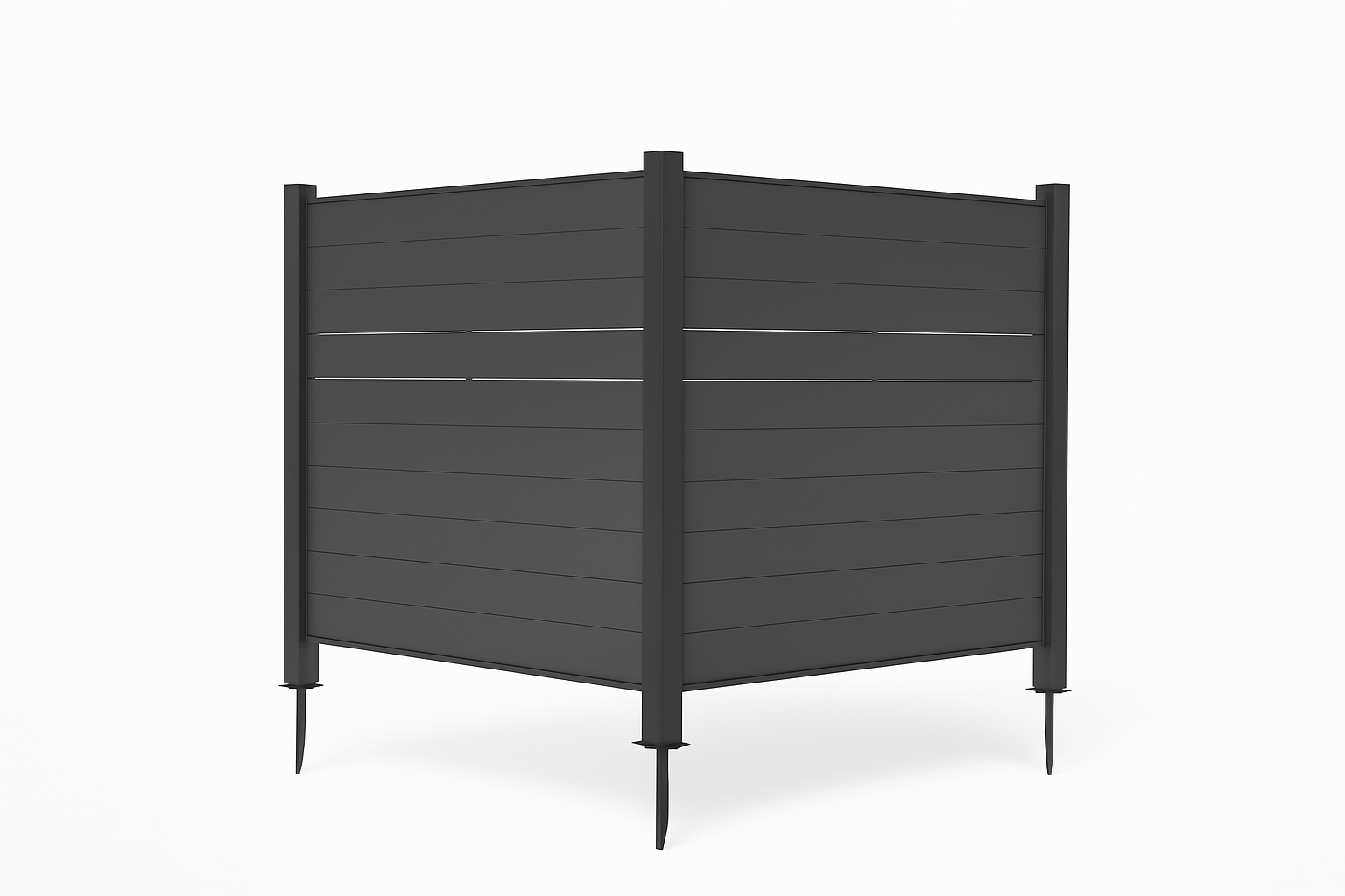 Outdoor Privacy Screens, 50" W x 50" H Air Conditioner Fence, Trash Can Enclosure with Metal Stakes, Metal Decorative Fences for Garden Backyard Patio(2 Panels, Black)