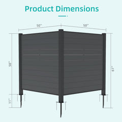 Outdoor Privacy Screens, 50" W x 50" H Air Conditioner Fence, Trash Can Enclosure with Metal Stakes, Metal Decorative Fences for Garden Backyard Patio(2 Panels, Black)