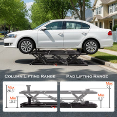 Portable Car Lift - 7,000 LBS Capacity, 26.8" Max Height, Heavy-Duty Quick Jack with Locking Levers, Wheels & 120V Power Unit for Cars, SUVs, Trucks