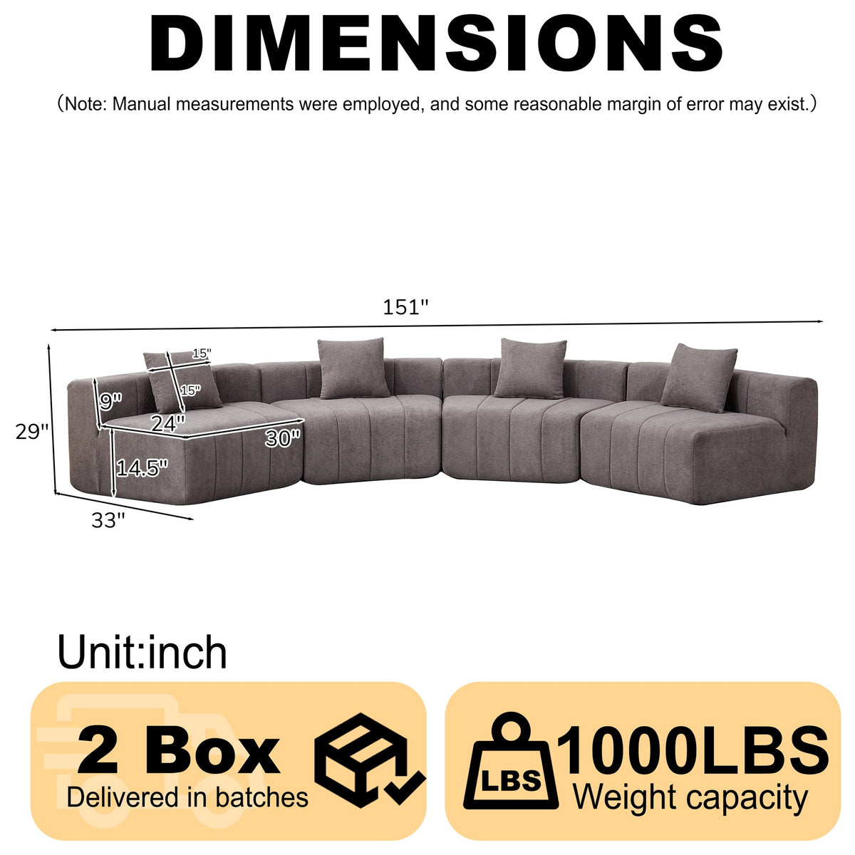 Chenille curved sectional sofa with 4 pillows,Curved Symmetrical Modular Semi Circular Sofa Sectional for bedroom, living room, office for leisure or nap, reading room, and lobby