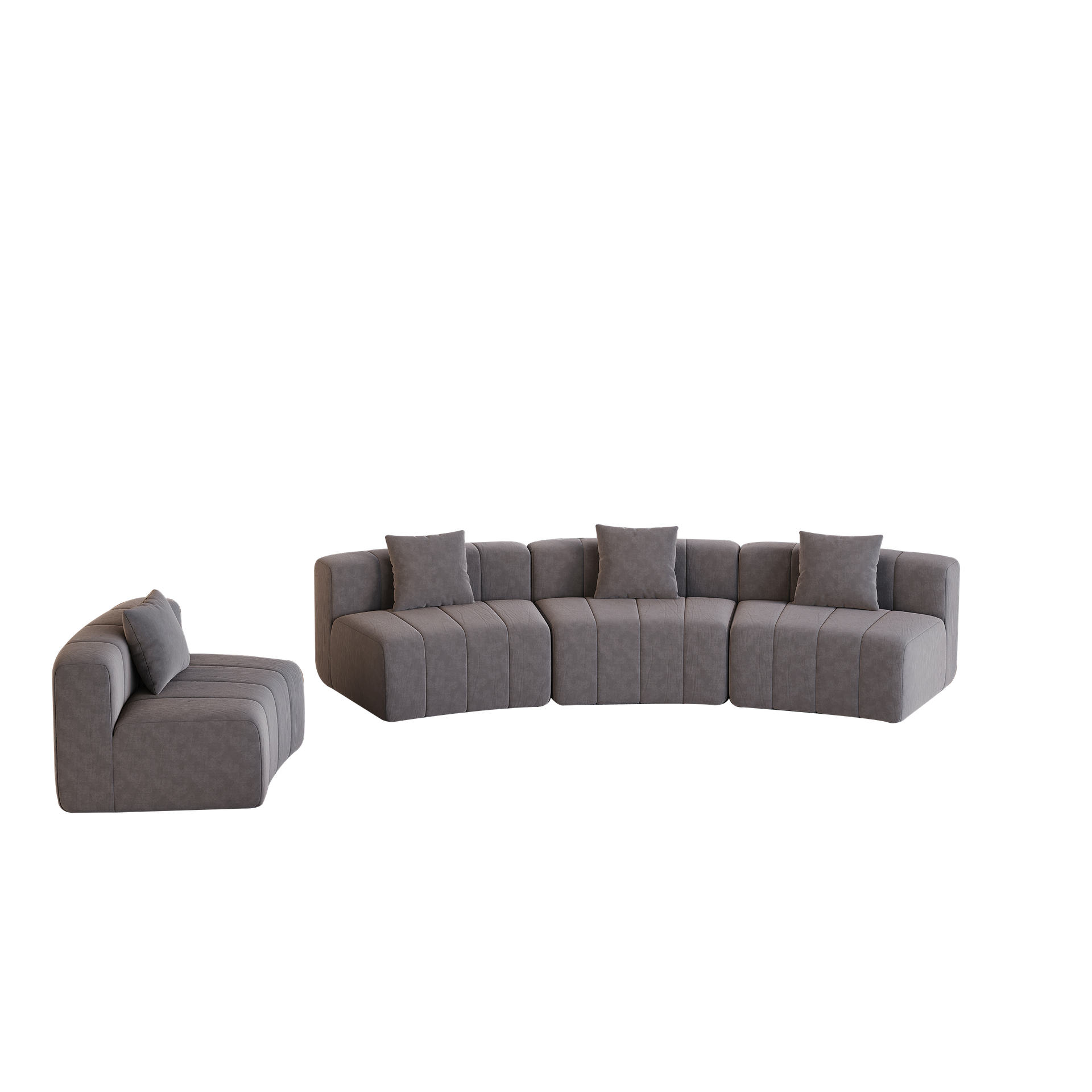 Chenille curved sectional sofa with 4 pillows,Curved Symmetrical Modular Semi Circular Sofa Sectional for bedroom, living room, office for leisure or nap, reading room, and lobby