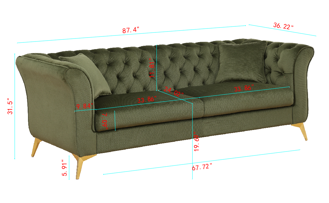 Chesterfield sofa ,Stanford sofa ,  high quality Chesterfield sofa ,GREEN, tufted and wrinkled fabric  sofa;contemporary Stanford sofa .loverseater; tufted sofa with scroll  arm and scroll back