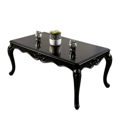 Traditional Style Rectangle Coffee Table  Curved Shaped Legs Carved Design Solid Wood Structure Espresso / Black Finish
