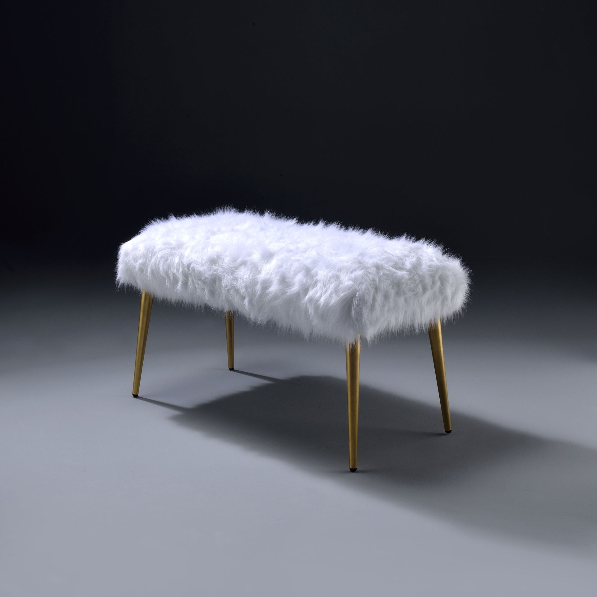 White and Gold Bench with Straight Legs