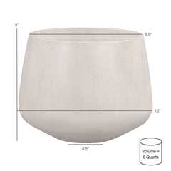 Amethyst Medium Round Lightweight White Concrete Indoor or Outdoor Planter in white