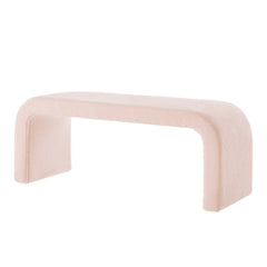 Set of 3 U-Shaped Modern Bench Teddy  Ottoman Bench for Entryway, Bedroom End of Bed, Set of 3 Small Sofa Footrest Extra Seating for Living Room, 44+18 Inch Bench Bench & Ottoman-Pink
