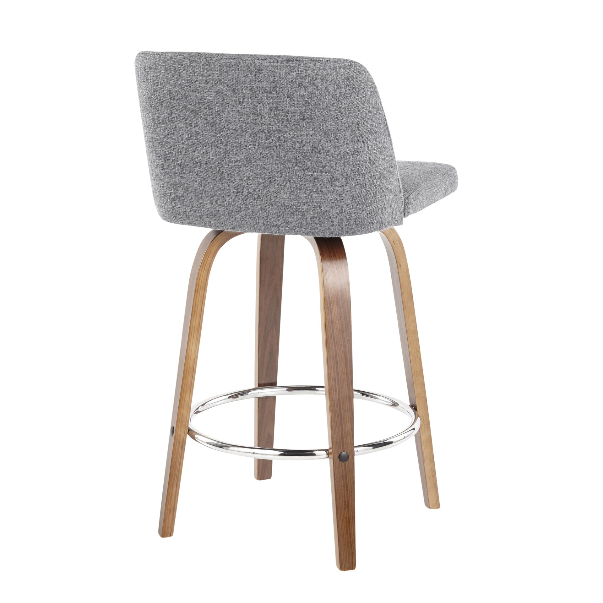 Toriano Mid-Century Modern Counter Stool in Walnut and Grey Fabric by LumiSource - Set of 2