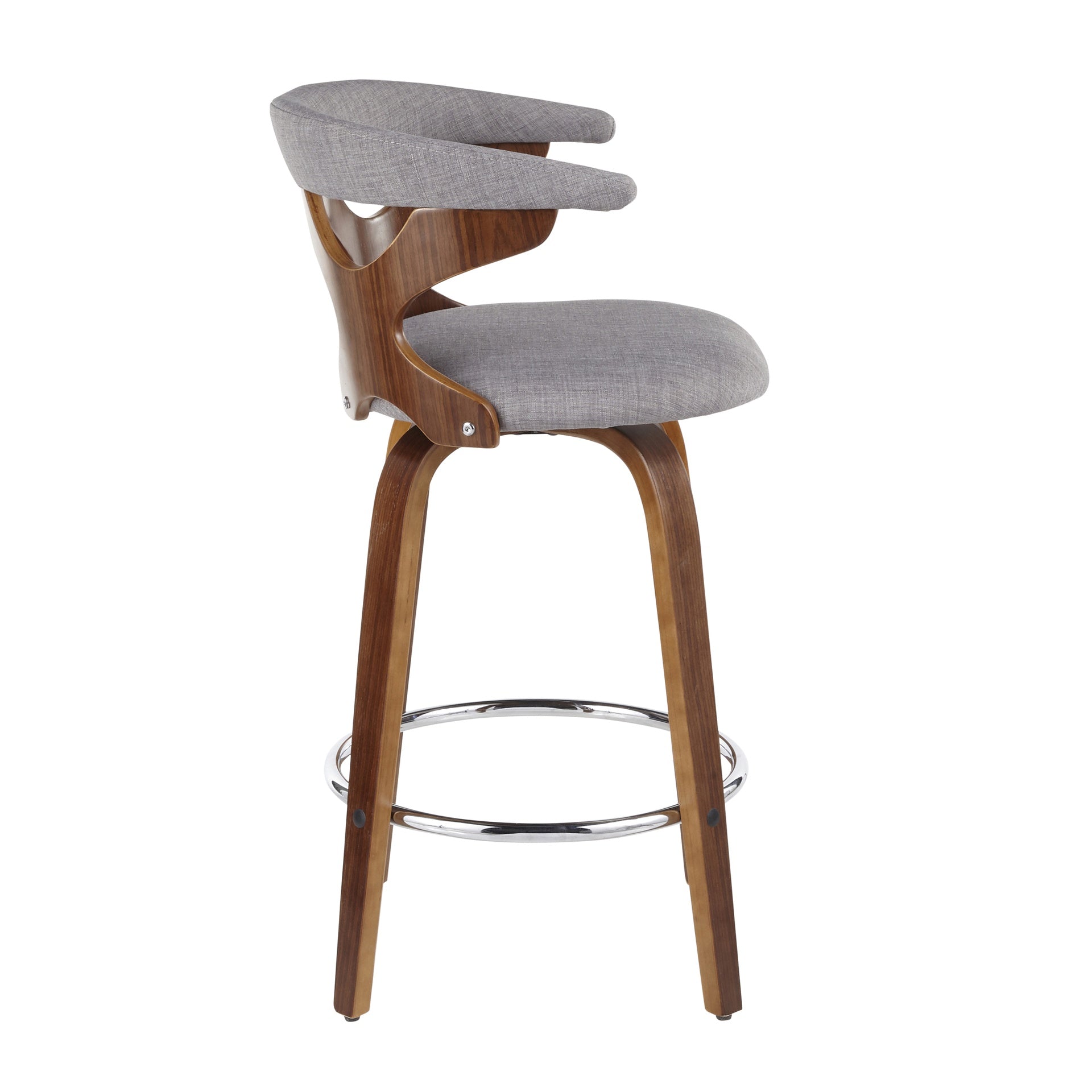 Gardenia Mid-Century Modern Counter Stool in Walnut and Light Grey Fabric by LumiSource - Set of 2