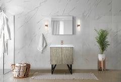 Rustic Acacia Bath Vanity 30 in. W x 20 in. D, White Quartz Top, Rose Gold Faucet Set and 28 in. Mirror