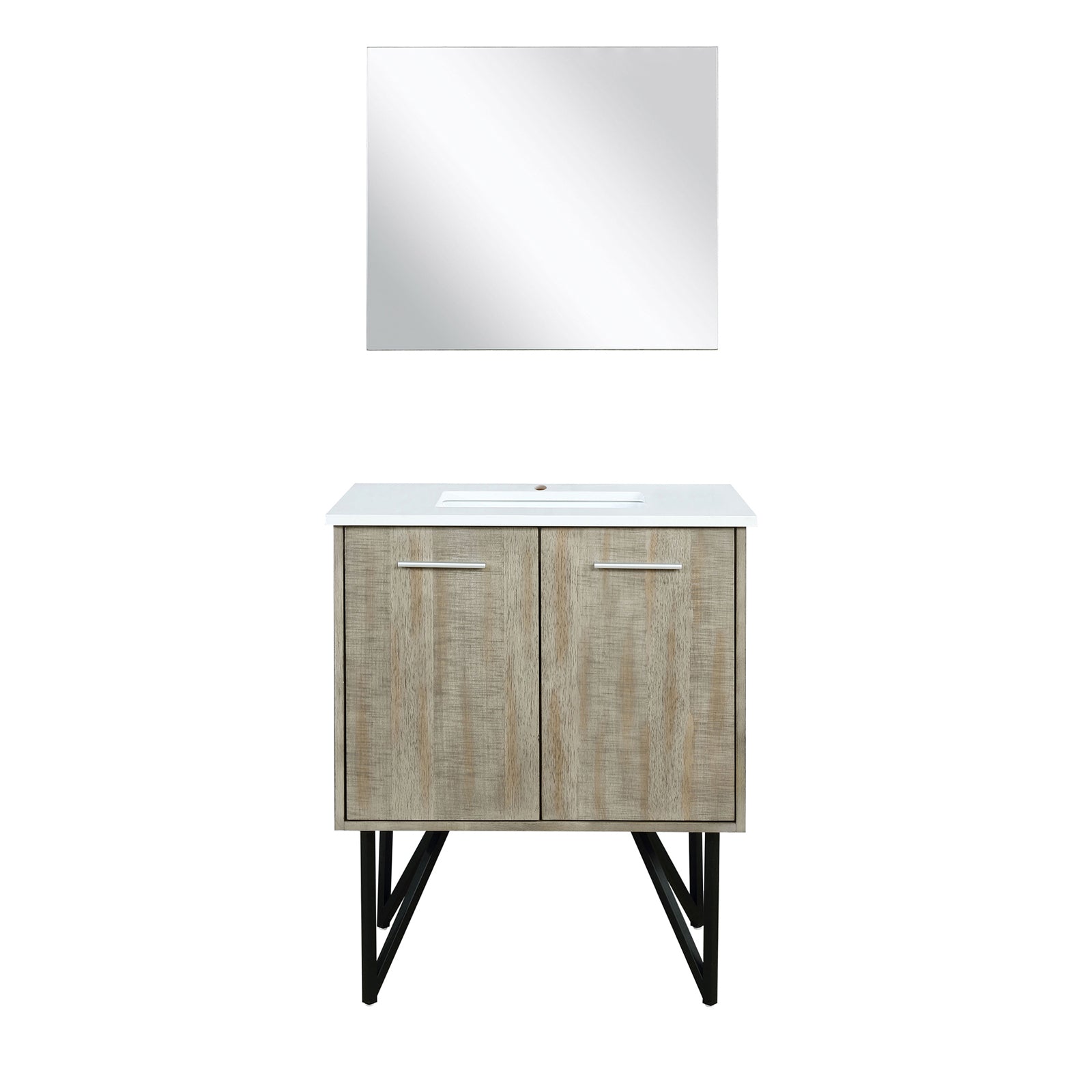 Rustic Acacia Bath Vanity 30 in. W x 20 in. D, Cultured Marble Top and 28 in. Mirror