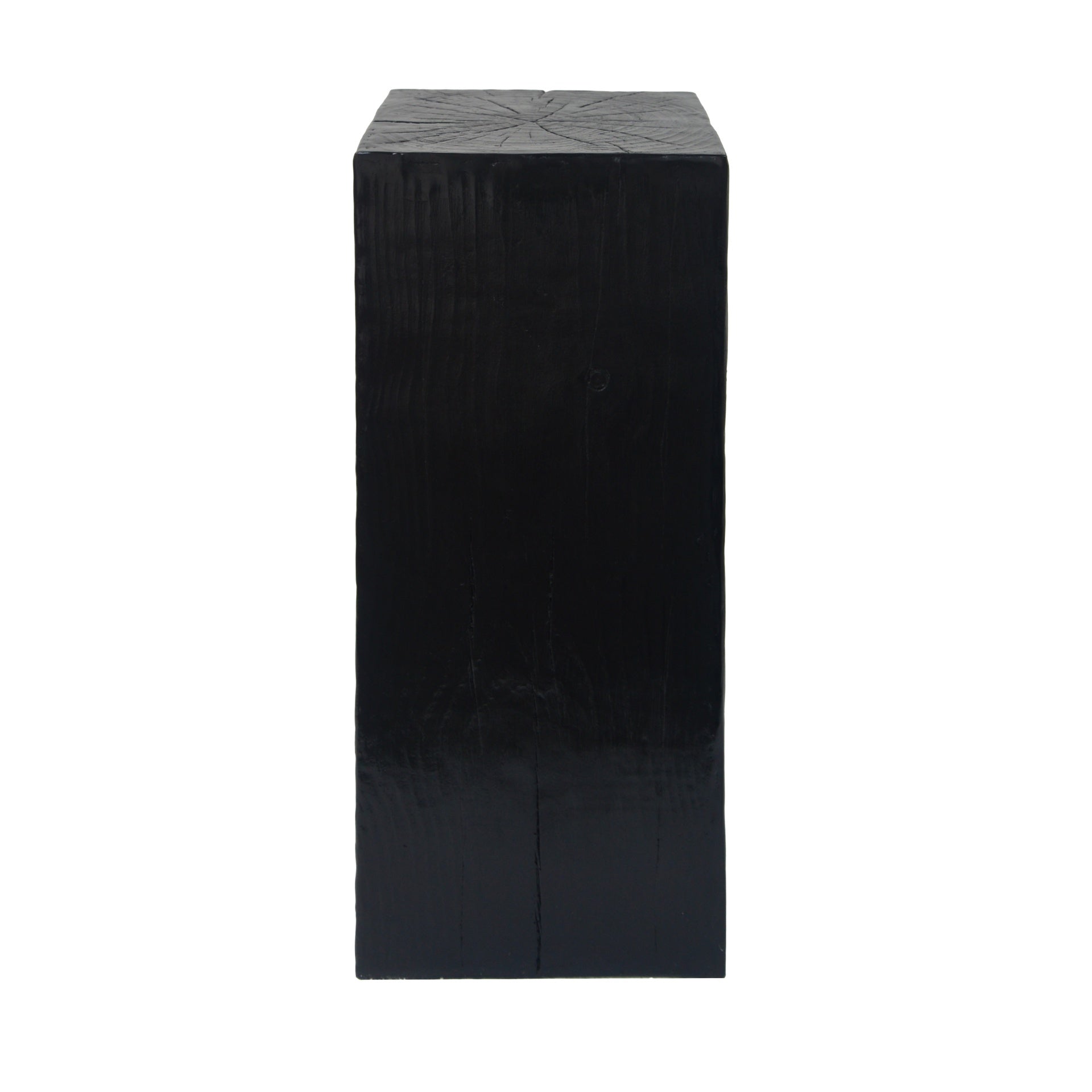 Wood-Look Square-Column MGO End Table,  H33.75",Wood-Like Distressed Finish, Mix with Different Heights, Indoor Outdoor Use,Black Color