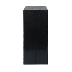 Wood-Look Square-Column MGO End Table,  H33.75",Wood-Like Distressed Finish, Mix with Different Heights, Indoor Outdoor Use,Black Color