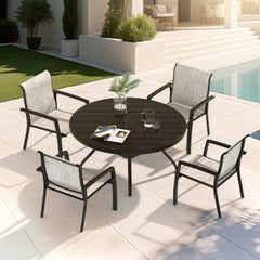 5 Pieces Patio Dining Set, Patio Furniture Set of 4 Patio Stackable Dining Chairs and 40.6" Outdoor Metal Round Table