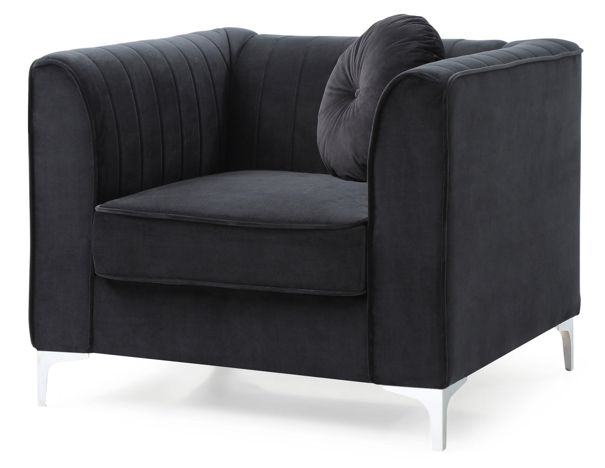 Sleek Modern Sloped Armchair In Black