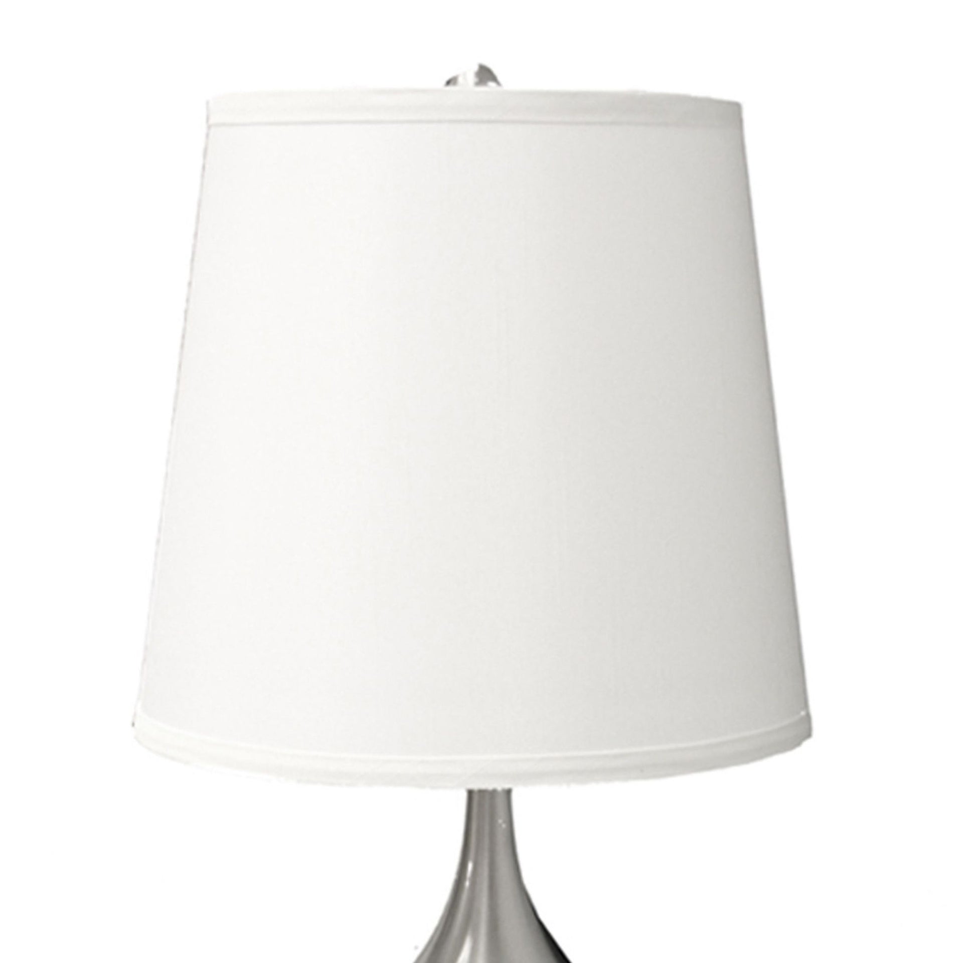 24" Tall Metal Touch Table Lamp with Silver finish, White Shade