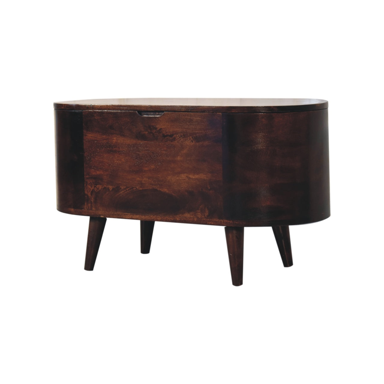 Solid Wood Light Rounded Lid-up Blanket Box, Walnut, Dark Brown