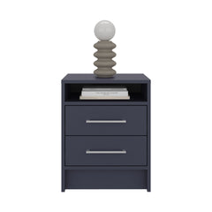 Eter Nightstand with Two Drawers and One Open Storage Shelf, Modern Bedroom Storage