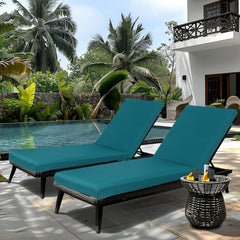 2PCS Set Outdoor Lounge Chair Cushion Replacement Patio Funiture Seat Cushion Chaise Lounge Cushion-blue