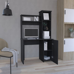Carson Computer Desk with Hutch, Single Door Cabinet, Expansive Work Surface and 3-Tier Storage Shelves