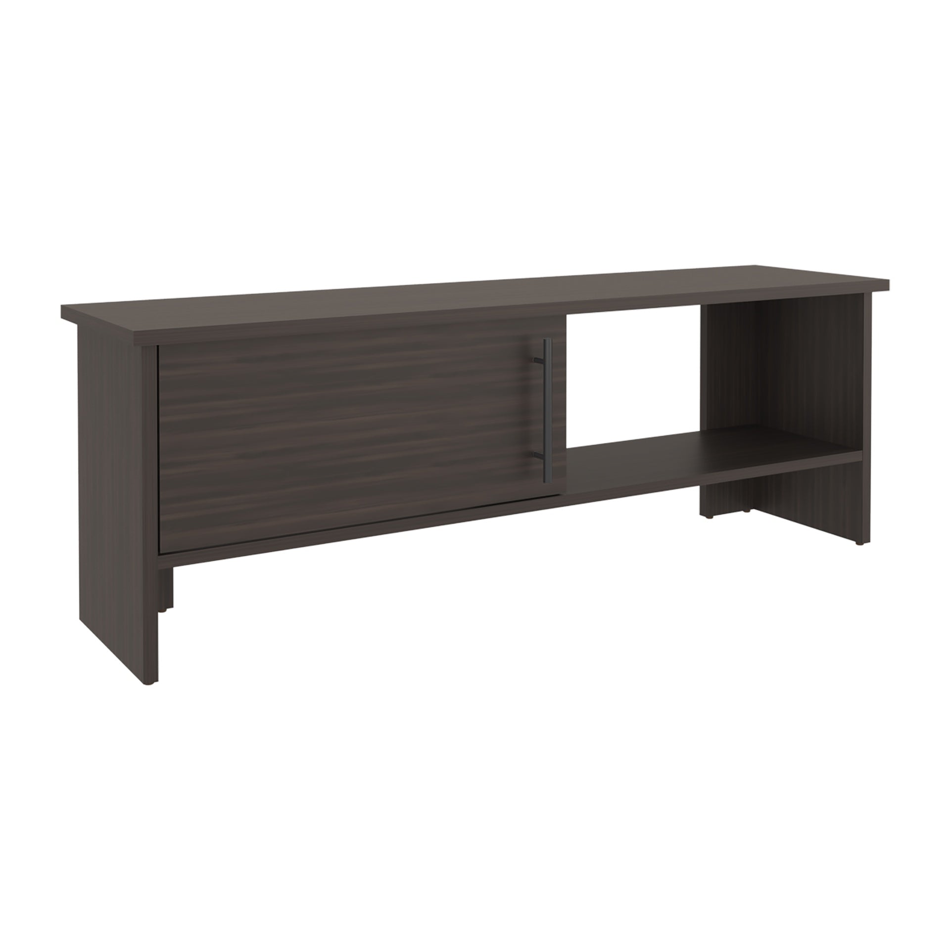 Navia 47" Wide Tv Stand with One Door Cabinet and Open Shelf  for Living Room, Entertainment Center Dark Walnut