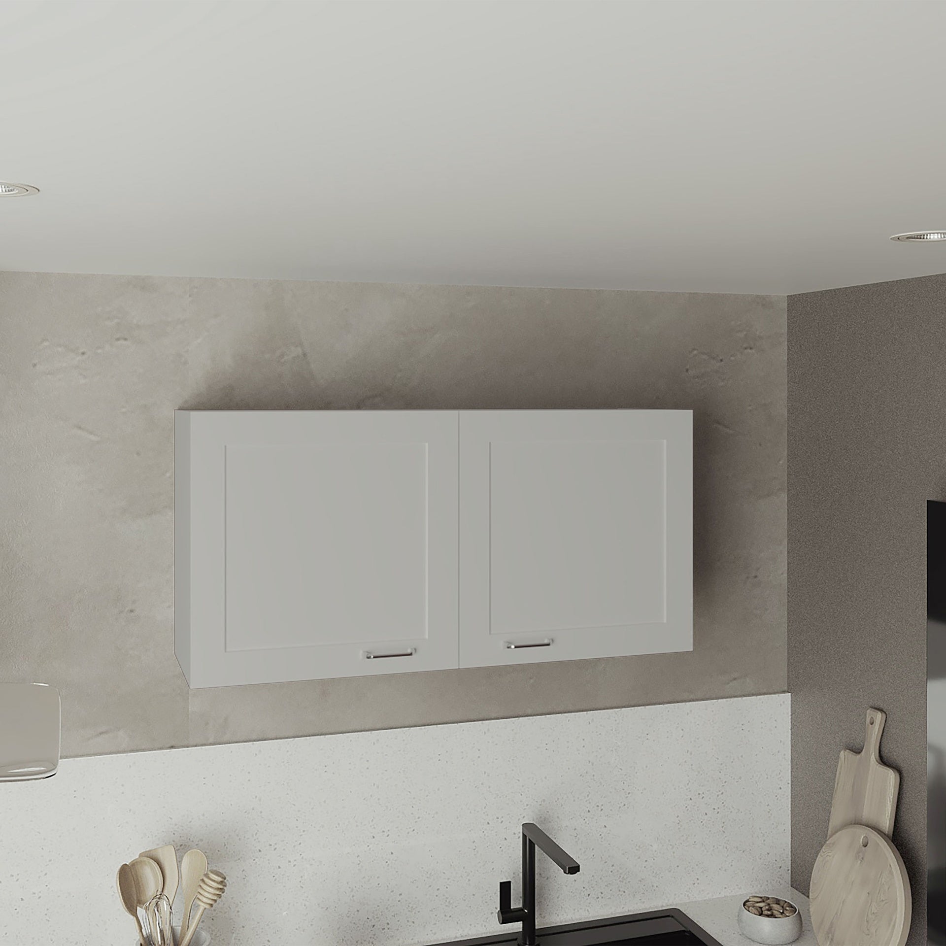 Zurich Wall Cabinet, Double Door, Wide, One Shelf, Kitchen, Storage Cabinet, White