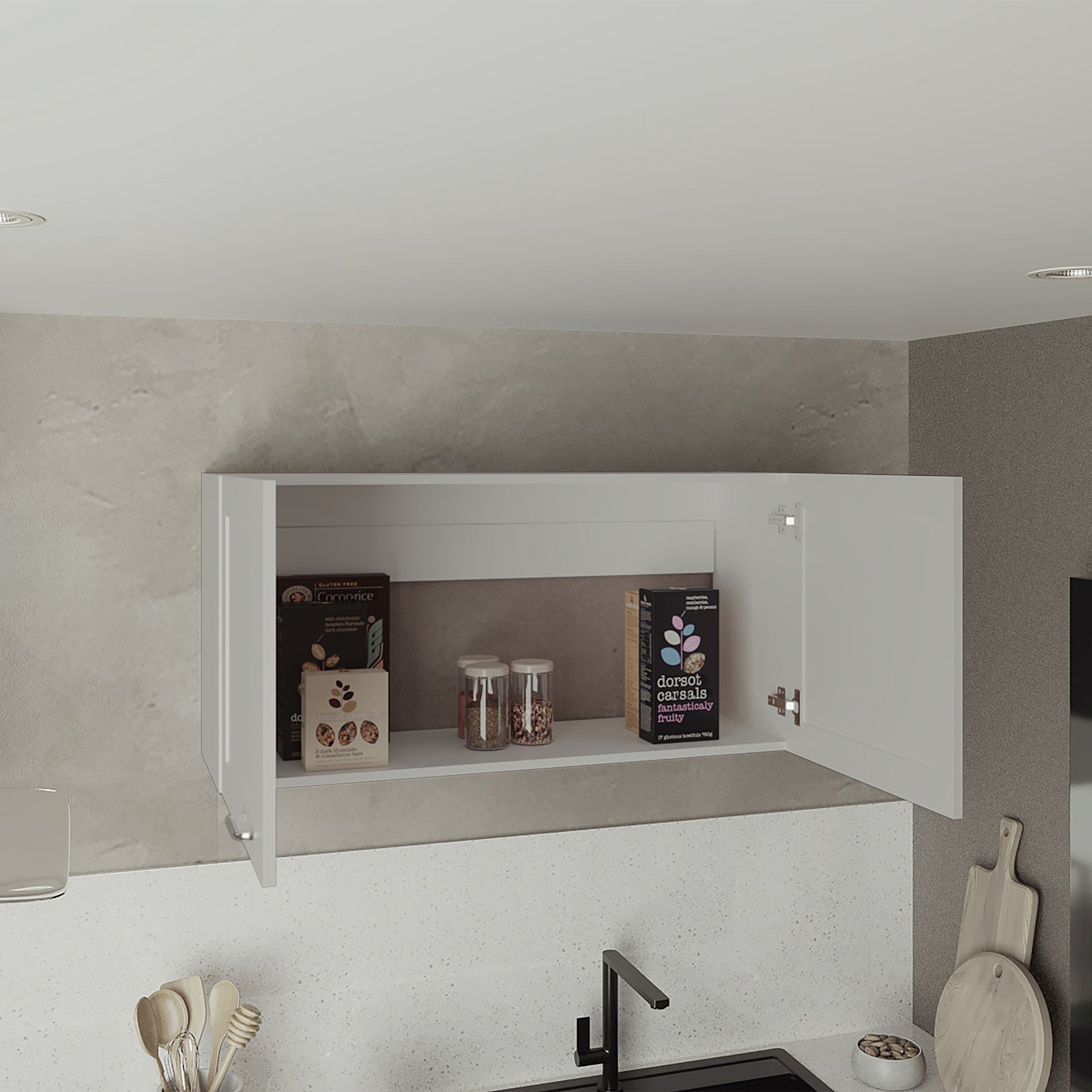 Zurich Wall Cabinet, Double Door, Wide, One Shelf, Kitchen, Storage Cabinet, White
