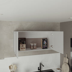 Zurich Wall Cabinet, Double Door, Wide, One Shelf, Kitchen, Storage Cabinet, White
