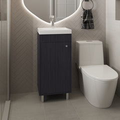Rivera Freestanding Bathroom Vanity With One Door, Two Shelves, Sink Base Cabinet, Black