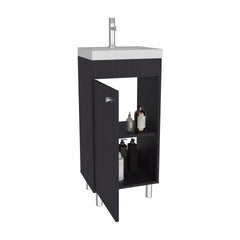 Rivera Freestanding Bathroom Vanity With One Door, Two Shelves, Sink Base Cabinet, Black