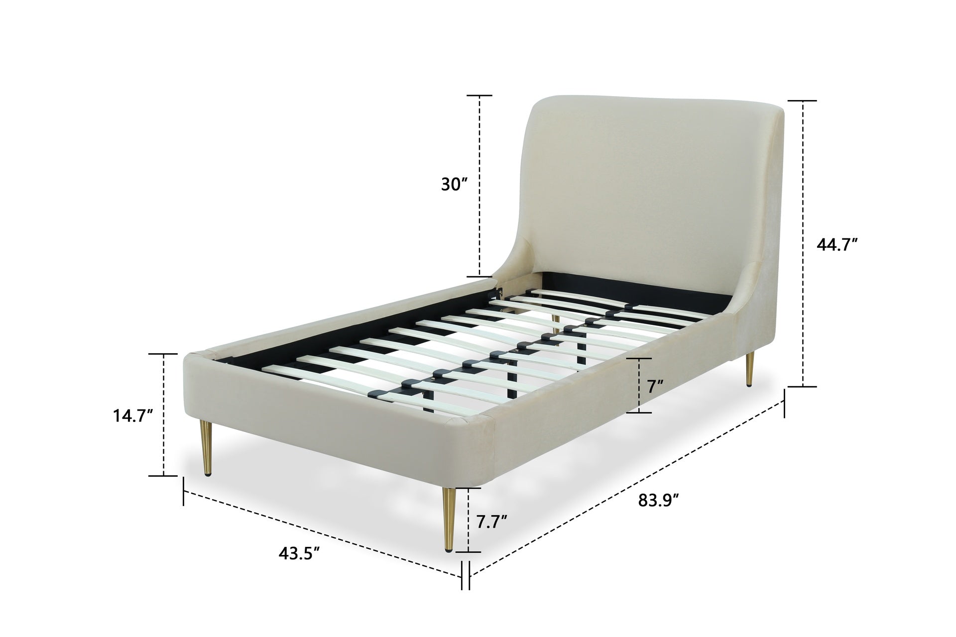Twin Bed in Cream and Gold