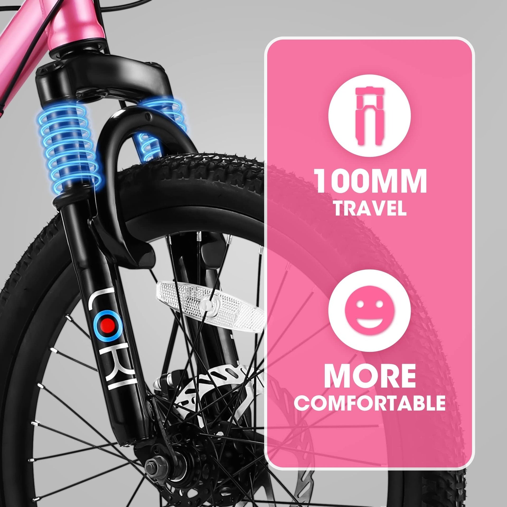 S20101 20 Inch Kids' Bike, Boys Girls Mountain Bike Ages 6-12, 7 Speed Teenager Children Kids' Bicycles, Front Suspension Disc Brake Rear V-Brake, High Steel Frame
