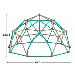12ft Geometric Dome Climber Play Center, Kids Climbing Dome Tower with Hammock, Rust & UV Resistant Steel Supporting 1000 LBS