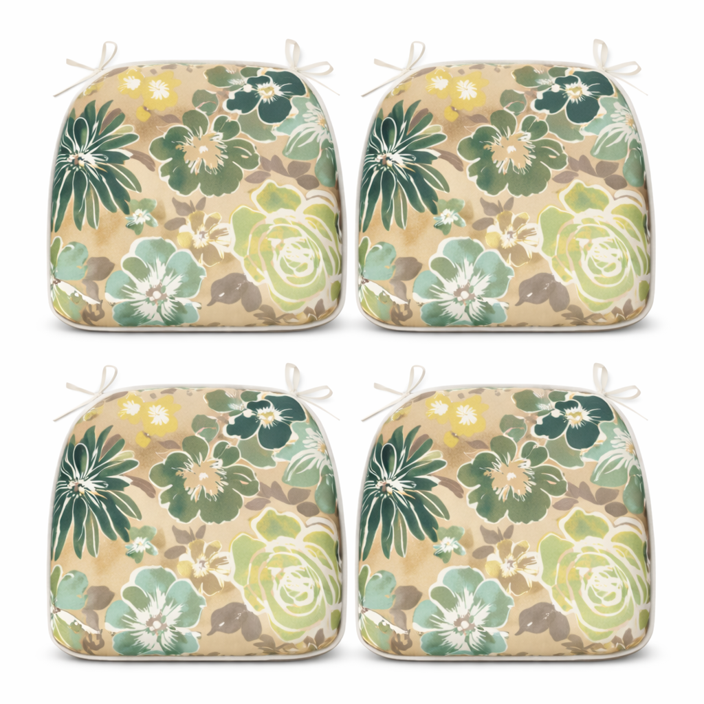 Outdoor Patio Chair Cushions, Water-Repellent U-Shape Thick Foam Seat Cushions with Ties, 17"x16"x2" All-Weather Cushions for Garden, Patio & Dining Chairs (Set of 4)- Magpie Fabrics