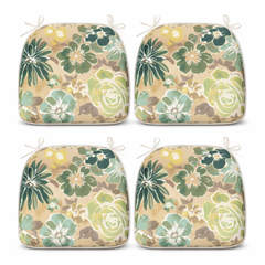 Outdoor Patio Chair Cushions, Water-Repellent U-Shape Thick Foam Seat Cushions with Ties, 17"x16"x2" All-Weather Cushions for Garden, Patio & Dining Chairs (Set of 4)- Magpie Fabrics