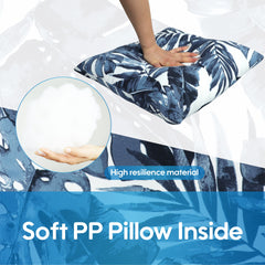 2 Pack Outdoor Throw Pillows, Waterproof & Fade-Resistant Patio Cushions for Garden, Porch, Poolside Furniture - Soft & Comfortable Decorative Pillow  (18x18 Inch, Blue Big leaf)