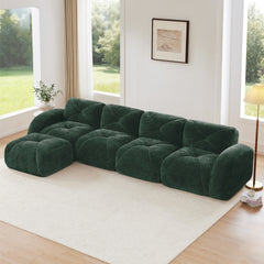 L-shaped Soft Velvet Fabric,Tufted Design,32D High Density Sponge Bottom,Ergonomic Design Bottom,Anti-Slip Design,Free Combination,No Assembly Required,Movable Ottoman For Living Rooms,Green