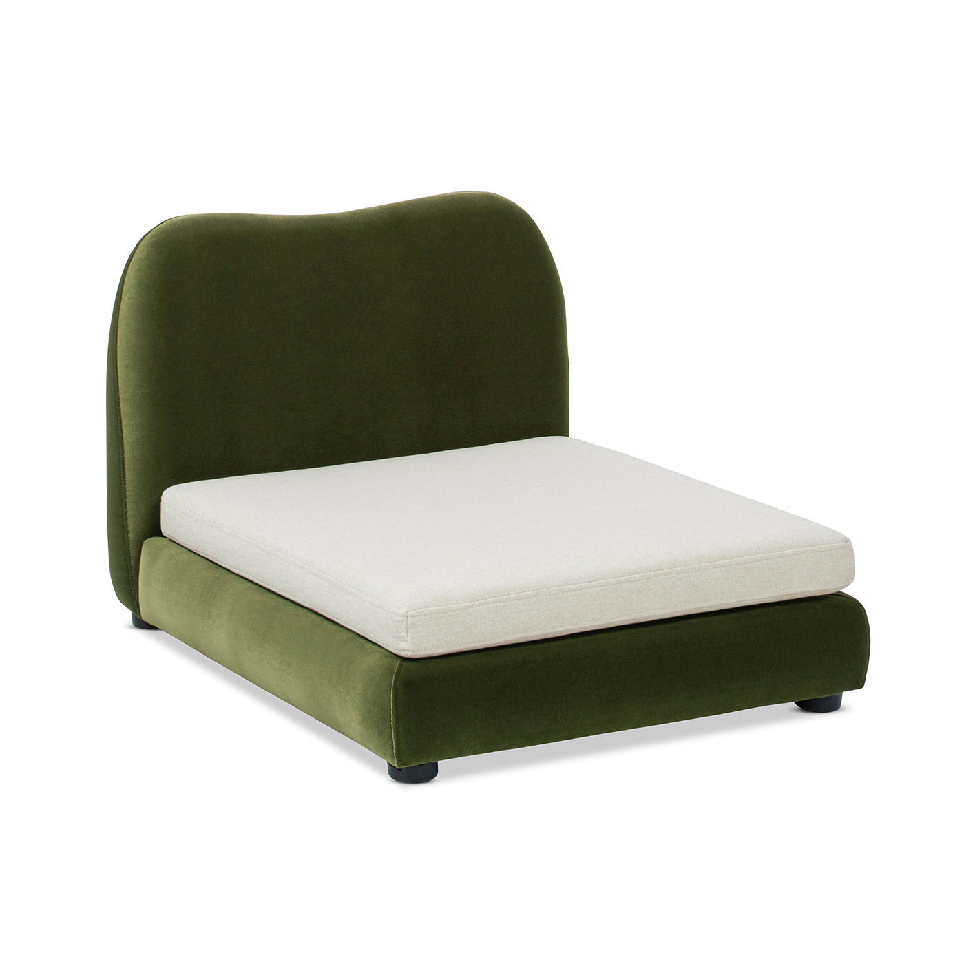 Roman Upholstered Modern Pet Bed, Small to Medium Dog or Cat Olive Green Performance Velvet