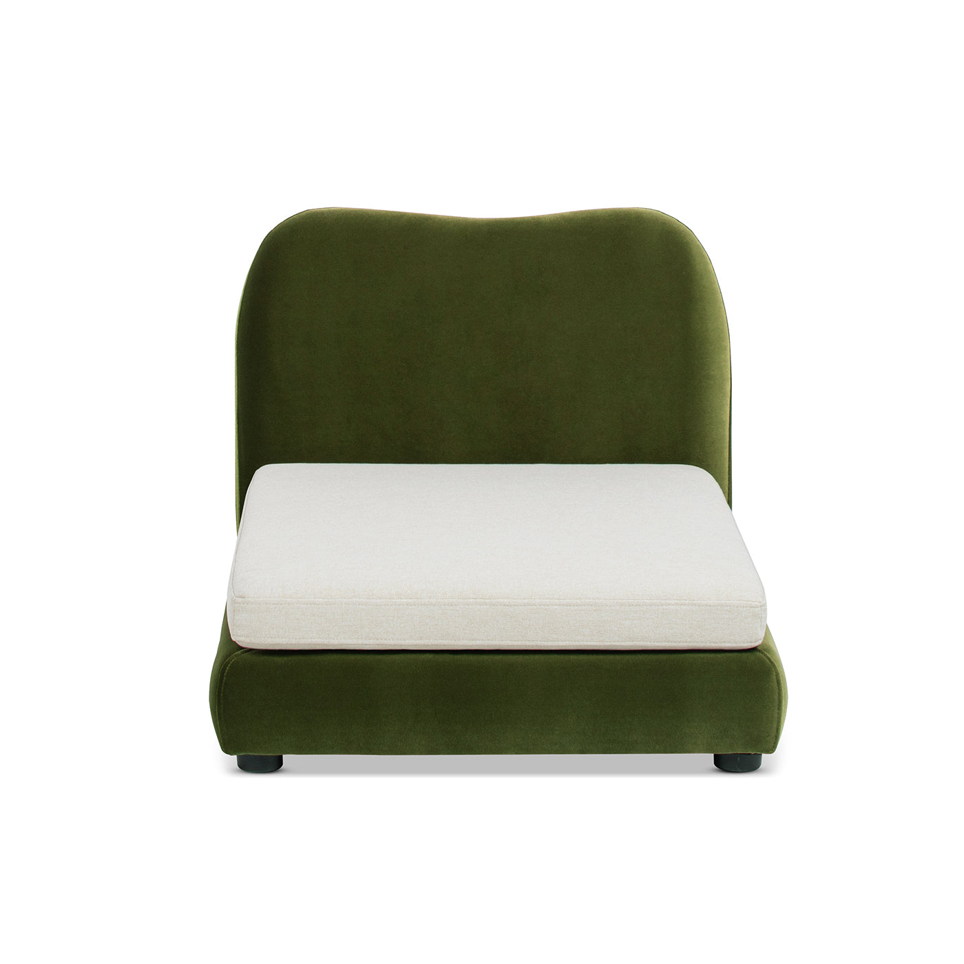 Roman Upholstered Modern Pet Bed, Small to Medium Dog or Cat Olive Green Performance Velvet