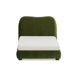 Roman Upholstered Modern Pet Bed, Small to Medium Dog or Cat Olive Green Performance Velvet