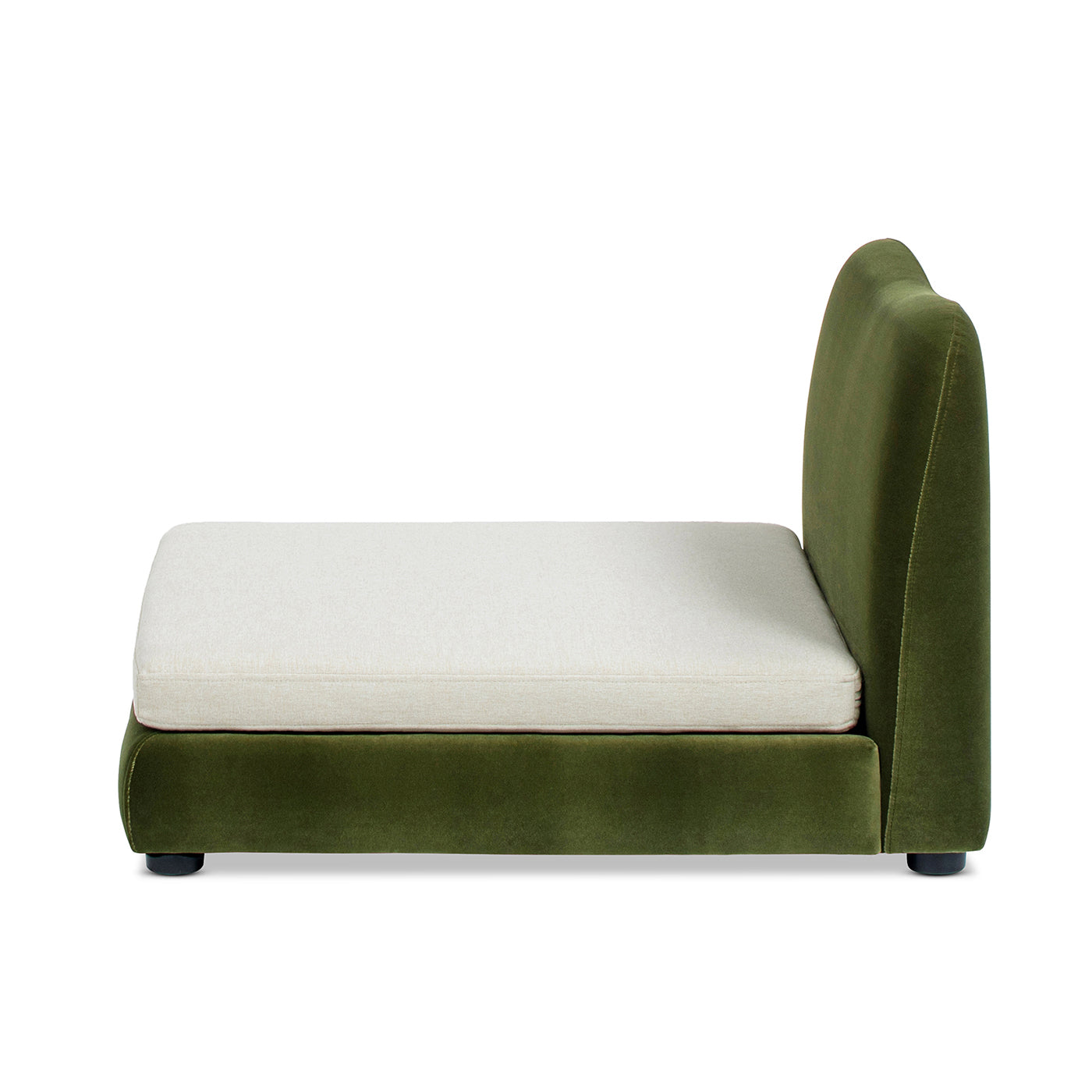 Roman Upholstered Modern Pet Bed, Small to Medium Dog or Cat Olive Green Performance Velvet