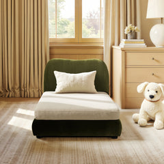 Roman Upholstered Modern Pet Bed, Small to Medium Dog or Cat Olive Green Performance Velvet