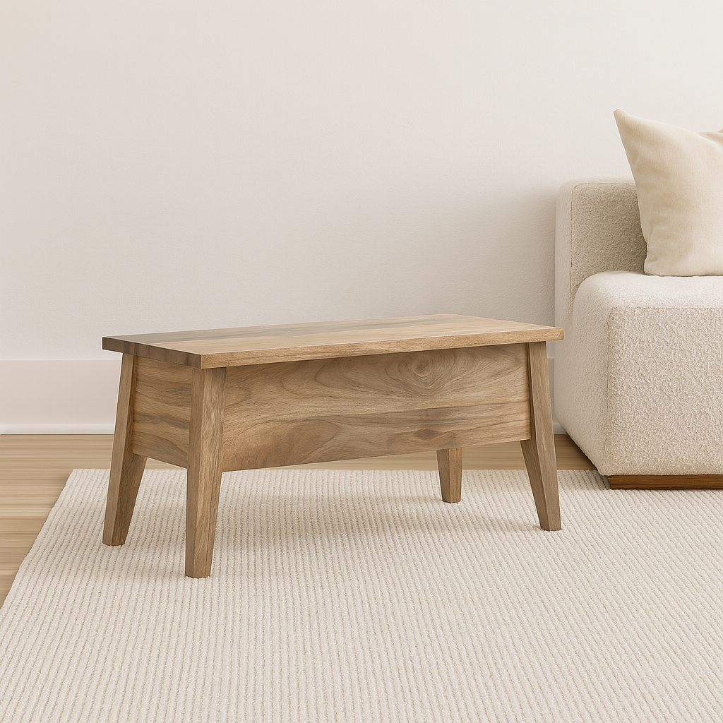 Solid Wood Lid Up Storage Bench, Light Brown
