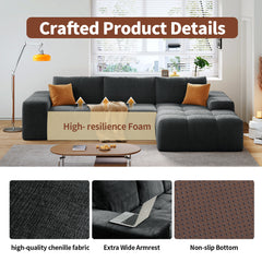 L-shaped modular combination sofa, no assembly required, deep seat sofa with 3 cushions, soft fabric upholstery, suitable for modern lounge chairs in living rooms and bedrooms