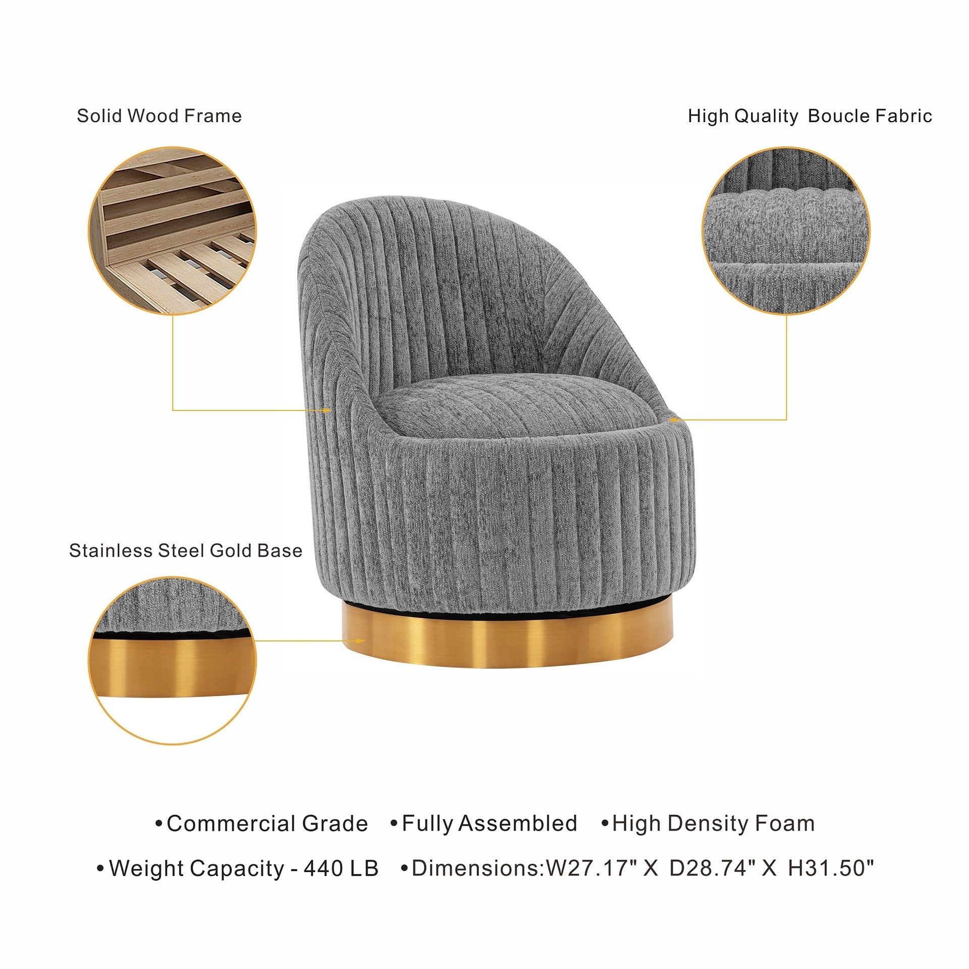 Swivel Lounge Chair in Gray