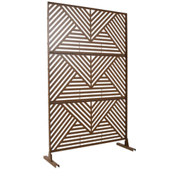 Outdoor & Indoor Privacy Screen Metal Privacy Screen 76" H×48" W, Freestanding Decorative Privacy Screen for Deck Balcony Patio, Privacy Fence Panels for Outside Lawn Garden PS101 BROWN