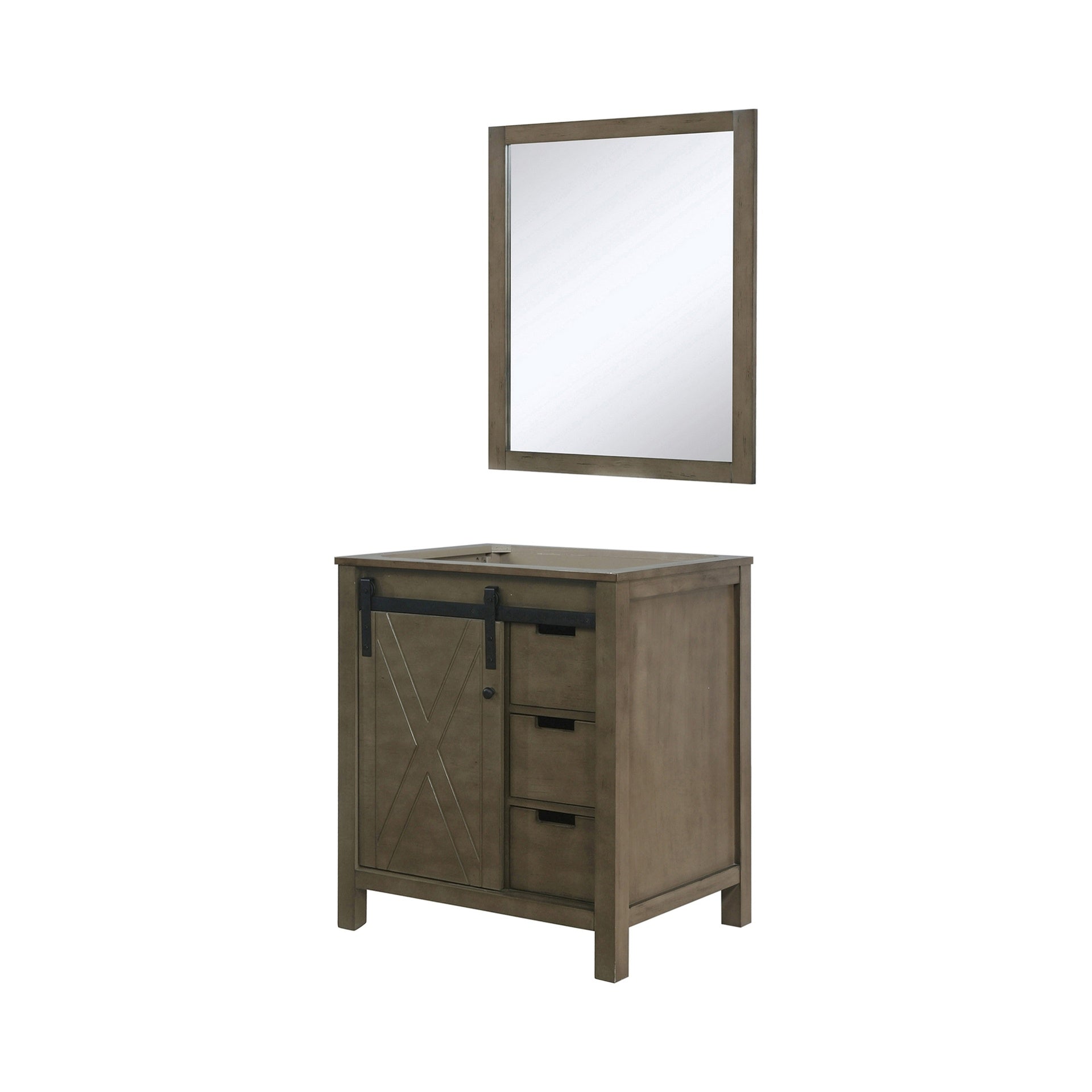 Rustic Brown Bath Vanity 30 in. W x 22 in. D, and 28 in. Mirror
